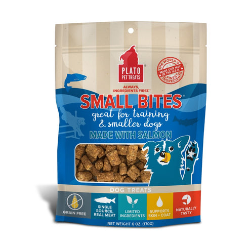 Plato Small Bites Salmon Meaty Morsel Dog Treats 6Oz - Poudre Pet and Feed Supply
